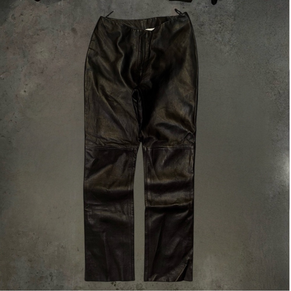 bebe Pants 6 Vintage 90s Y2K Leather Black Low Rise Flare Festival Grunge Goth